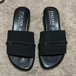 Italian Shoemakers Black Embellished Sandals Size 6